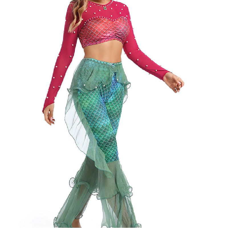 Mermaid Costume Women Halloween Cosplay Sexy Party Long sleeves