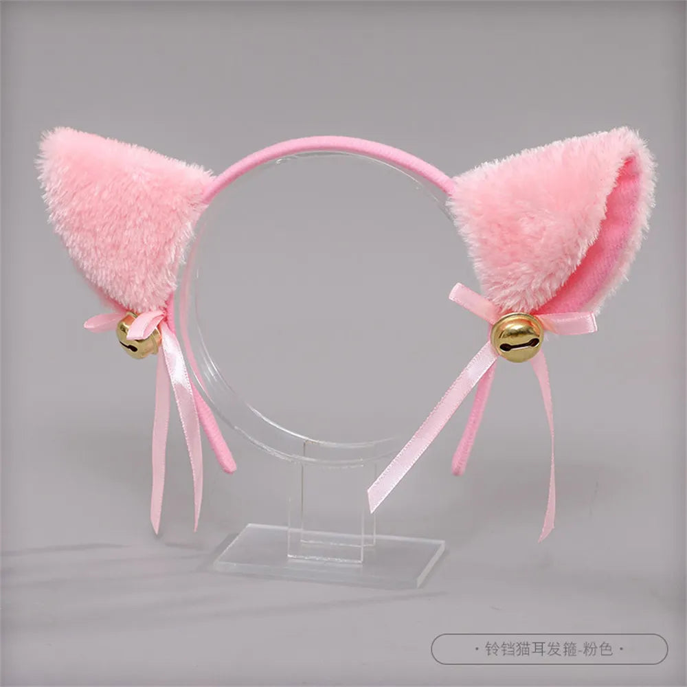 Beautiful Masquerade Halloween Cat Ears Headwear Cosplay Cat Ear Anime Party Costume Bell Headwear Headband Hair Accessories