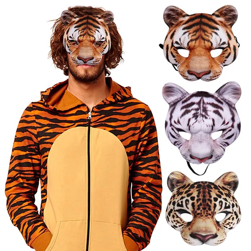 3D Animal Mask Halloween Masquerade Ball Masks Tiger Pig Half Face Mask Party Carnival Fancy Dress Costume Props