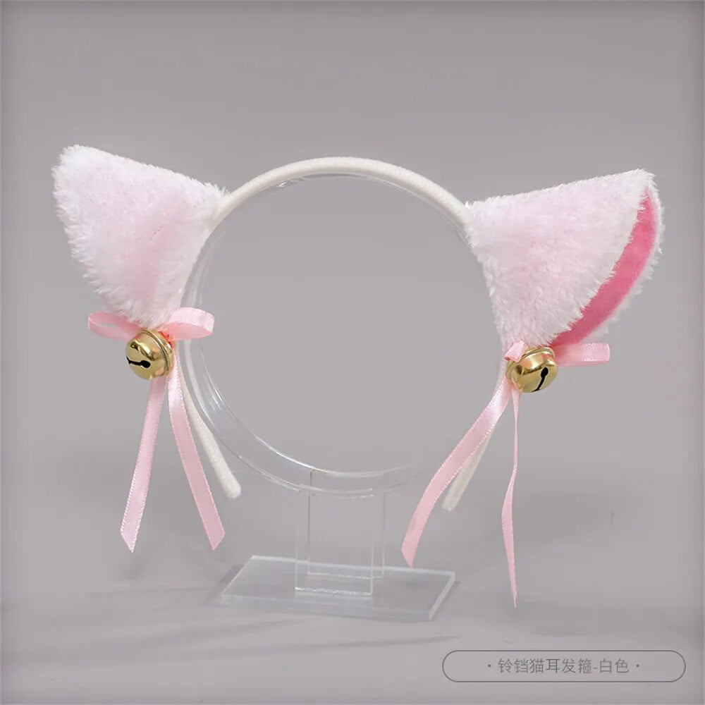 Beautiful Masquerade Halloween Cat Ears Headwear Cosplay Cat Ear Anime Party Costume Bell Headwear Headband Hair Accessories