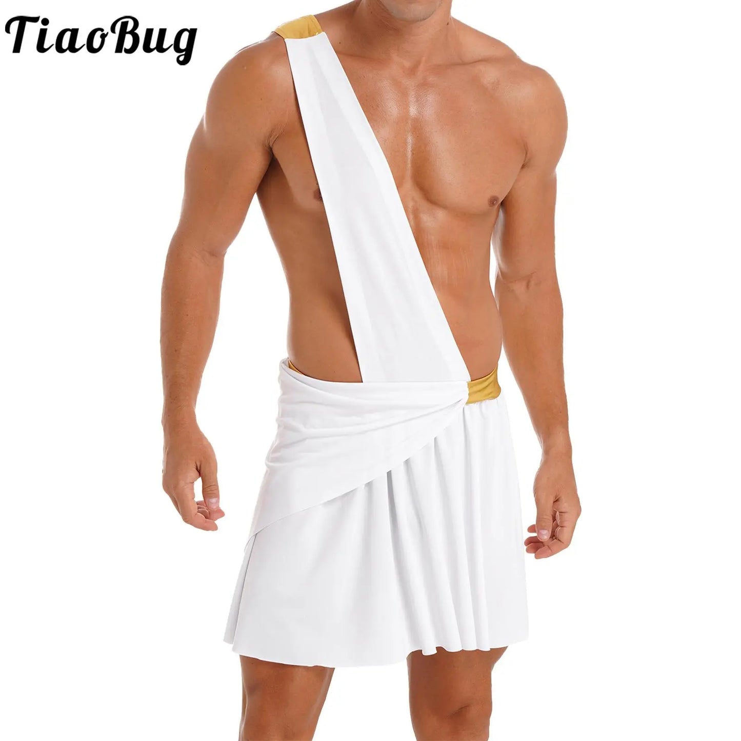 Men's Halloween Role Play Costumes One Shoulder Ancient Greek God Lingerie Knight Warrior Costume Cosplay