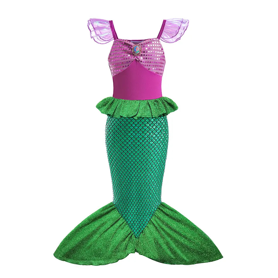 Disney Kids Dress For Girls Cosplay Little Mermaid Ariel Princess Costume Children Carnival Birthday Party Clothes Mermaid Dress
