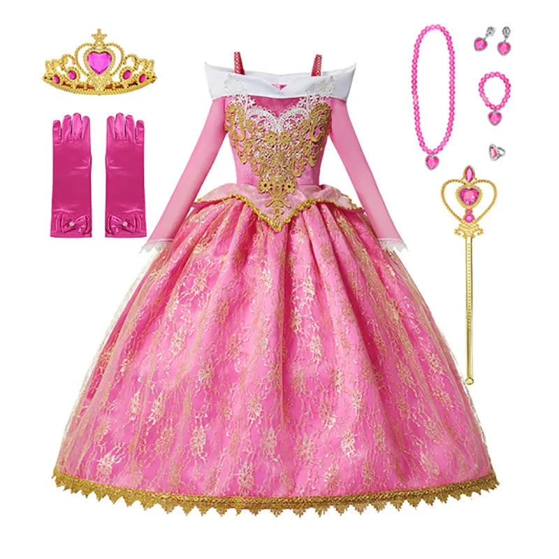 Disney Rapunzel Princess Dress for Children Birthday Carnival Halloween Party Fancy Girls Clothes Cosplay Tangled Costume Set