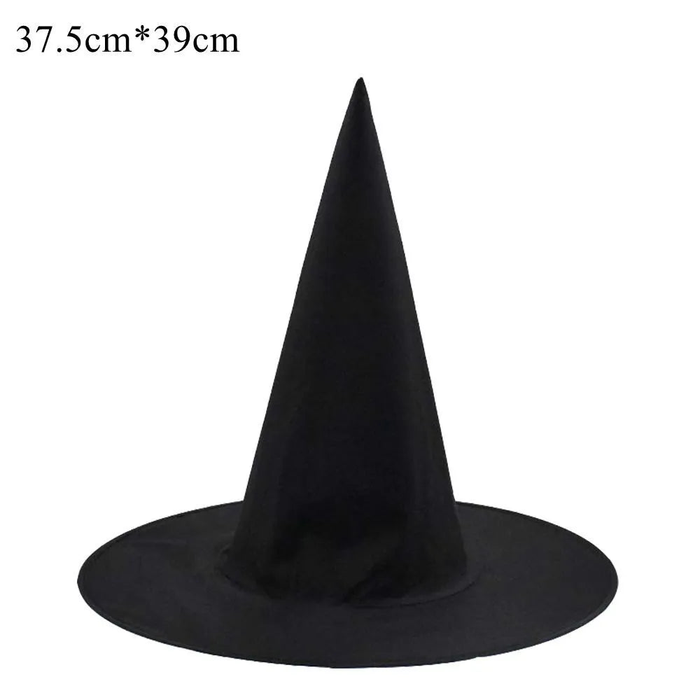 5Pcs Halloween Witch Hat Unisex Black Hats for Adults Kids Halloween Party Supply Cosplay Costume Props Decorations Wizard Caps