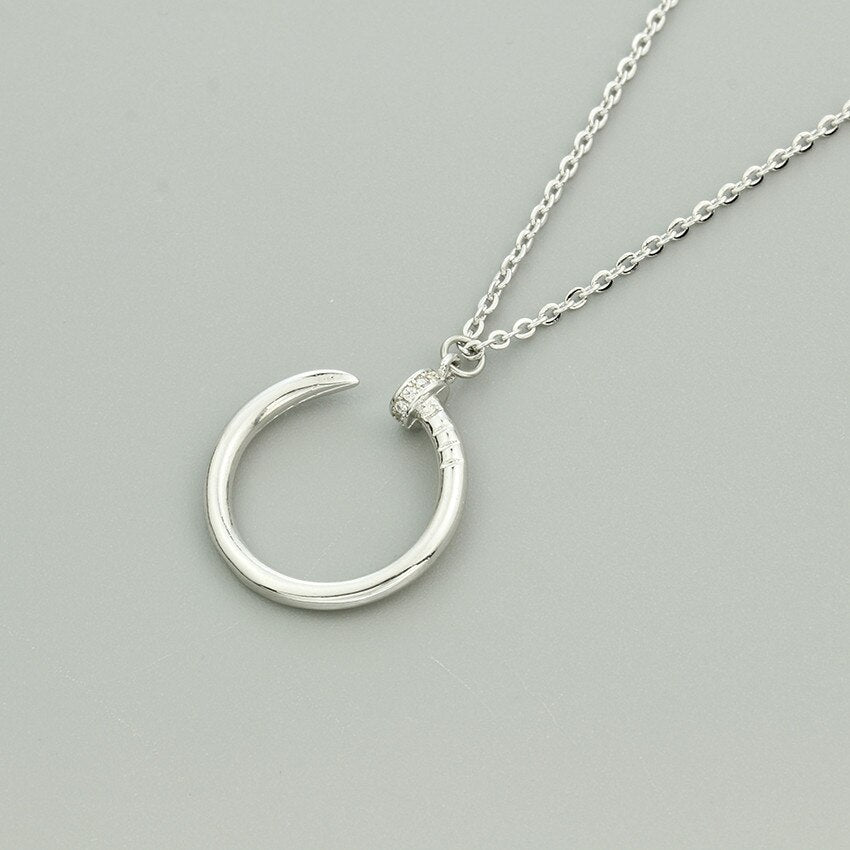 Simple Modern Nails Necklace Pendant Gold Filled