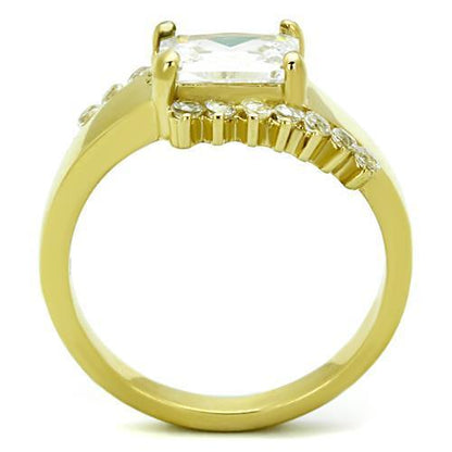 TK1588 - IP Gold(Ion Plating) Stainless Steel Ring with AAA Grade CZ