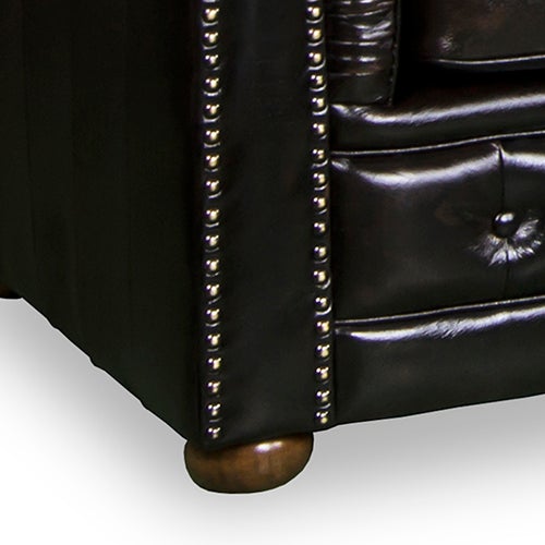 2 Seater Genuine Leather Upholstery Deep Quilting Pocket Spring Button
