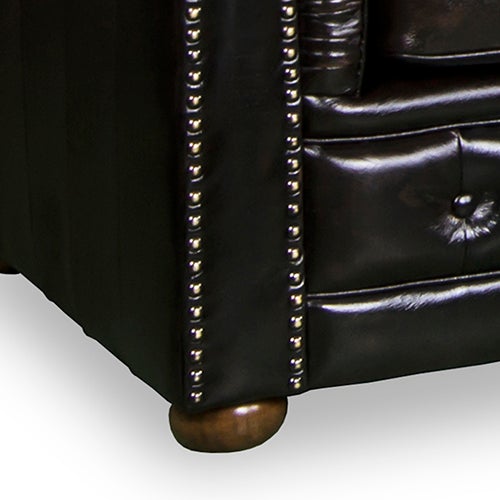 3 Seater Genuine Leather Upholstery Deep Quilting Pocket Spring Button