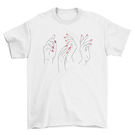 Woman hands t-shirt