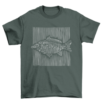 3D lines carp fish t-shirt