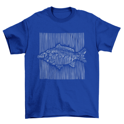 3D lines carp fish t-shirt