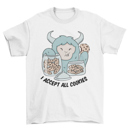 Yeti monster eating cookies t-shirt design