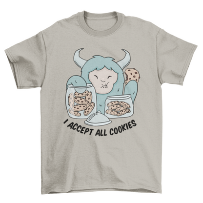 Yeti monster eating cookies t-shirt design