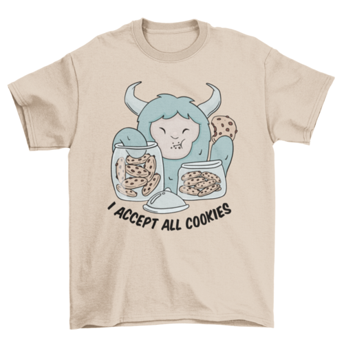 Yeti monster eating cookies t-shirt design