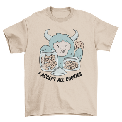 Yeti monster eating cookies t-shirt design