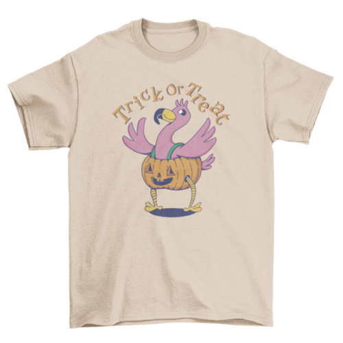 Halloween flamingo pumpkin costume t-shirt