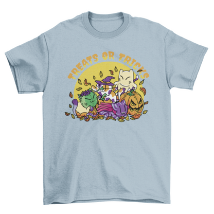 Halloween cats and costumes t-shirt