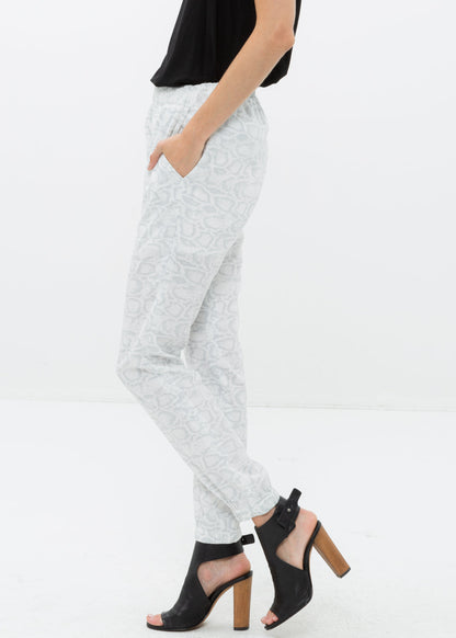 Women's High Waist Printed Pants In Ivory Silver