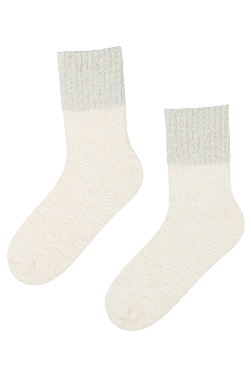 ALPACA WOOL white socks with a glittery edge