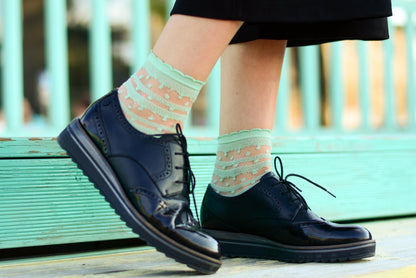ANTONINA sheer light green socks for women