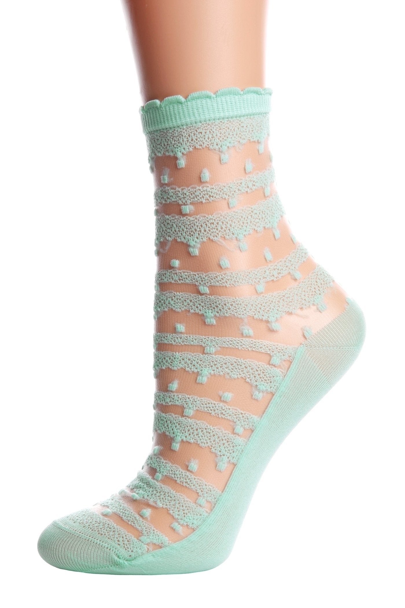 ANTONINA sheer light green socks for women