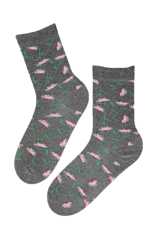 CONEFLOWER angora wool socks with flowers