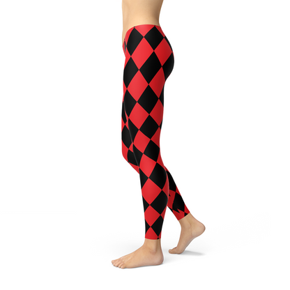 Womens Red and Black Jester Leggings