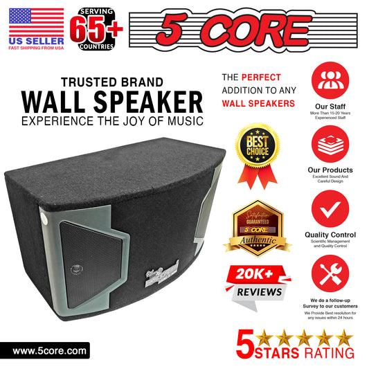 5Core 8 inch Car Woofer Wall Subwoofer Speaker Bass Wooden Passive