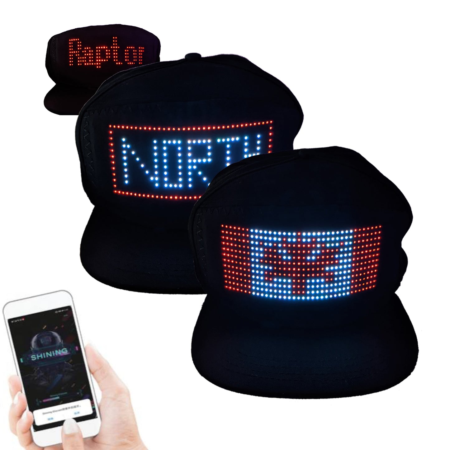 TGT Unique App Controlled LED Hat | Lightup Display Message LED Cap