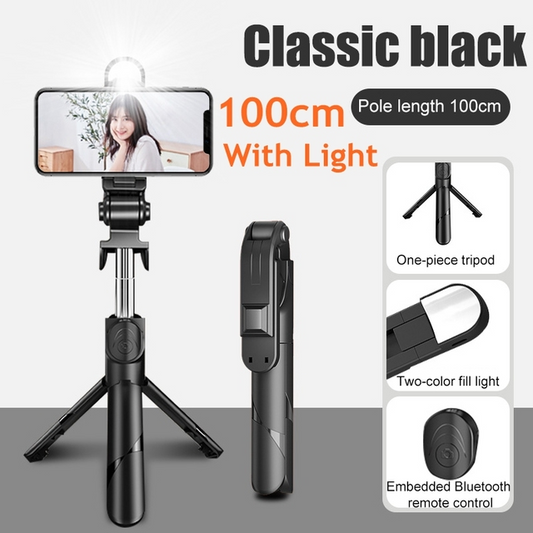 3 In 1 Tripod Bluetooth Selfie Stick with Fill Light for Smartphone