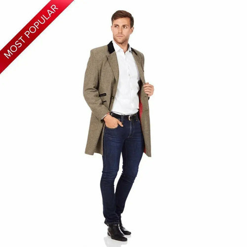 De La Creme MAN - Herringbone Design Retro Mod Coat