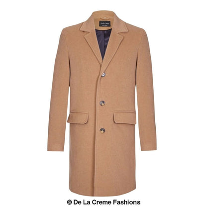 De La Creme MAN - Men's Single Breasted Wool Mix Overcoat