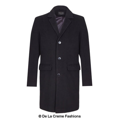 De La Creme MAN - Men's Single Breasted Wool Mix Overcoat