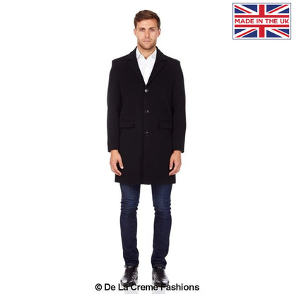 De La Creme MAN - Men's Single Breasted Wool Mix Overcoat