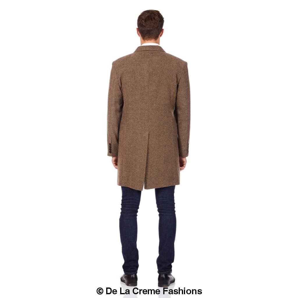 De La Creme MAN - Mens Wool Blend Herringbone Design Coat