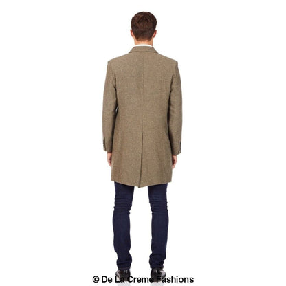 De La Creme MAN - Mens Wool Blend Herringbone Design Coat