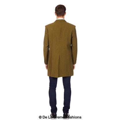 De La Creme MAN - Mens Wool Blend Herringbone Design Coat