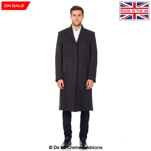 De La Creme MAN Wool & Cashmere Blend Covert Long Coat