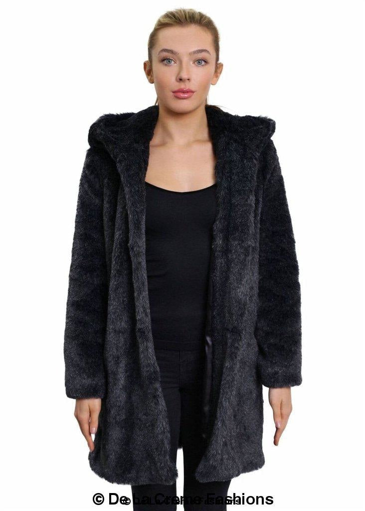 De La Creme - Women's Luxury Faux Fur Jacket Ladies Hooded Winter Coat