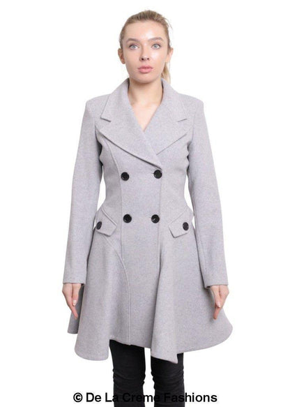 Wool Blend Double Breasted Skater Coat (1102)