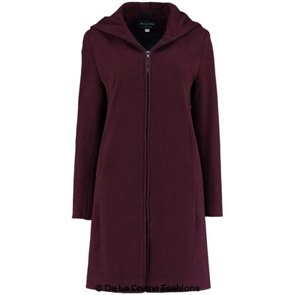 De La Creme - Women's Wool Blend Hooded Zip Coat