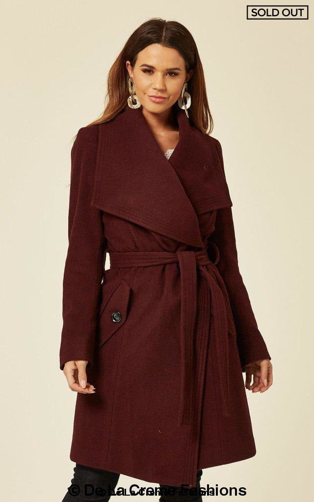 De La Creme Womens Wool Blend Large Lapel Duster Coat