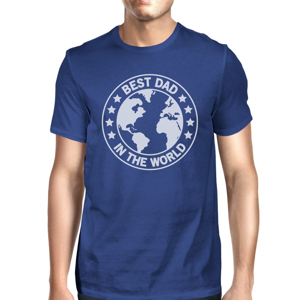 World Best Dad Mens Blue Cotton Tee Cute Fathers