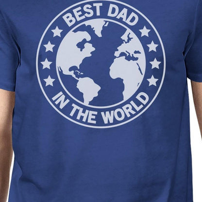 World Best Dad Mens Blue Cotton Tee Cute Fathers