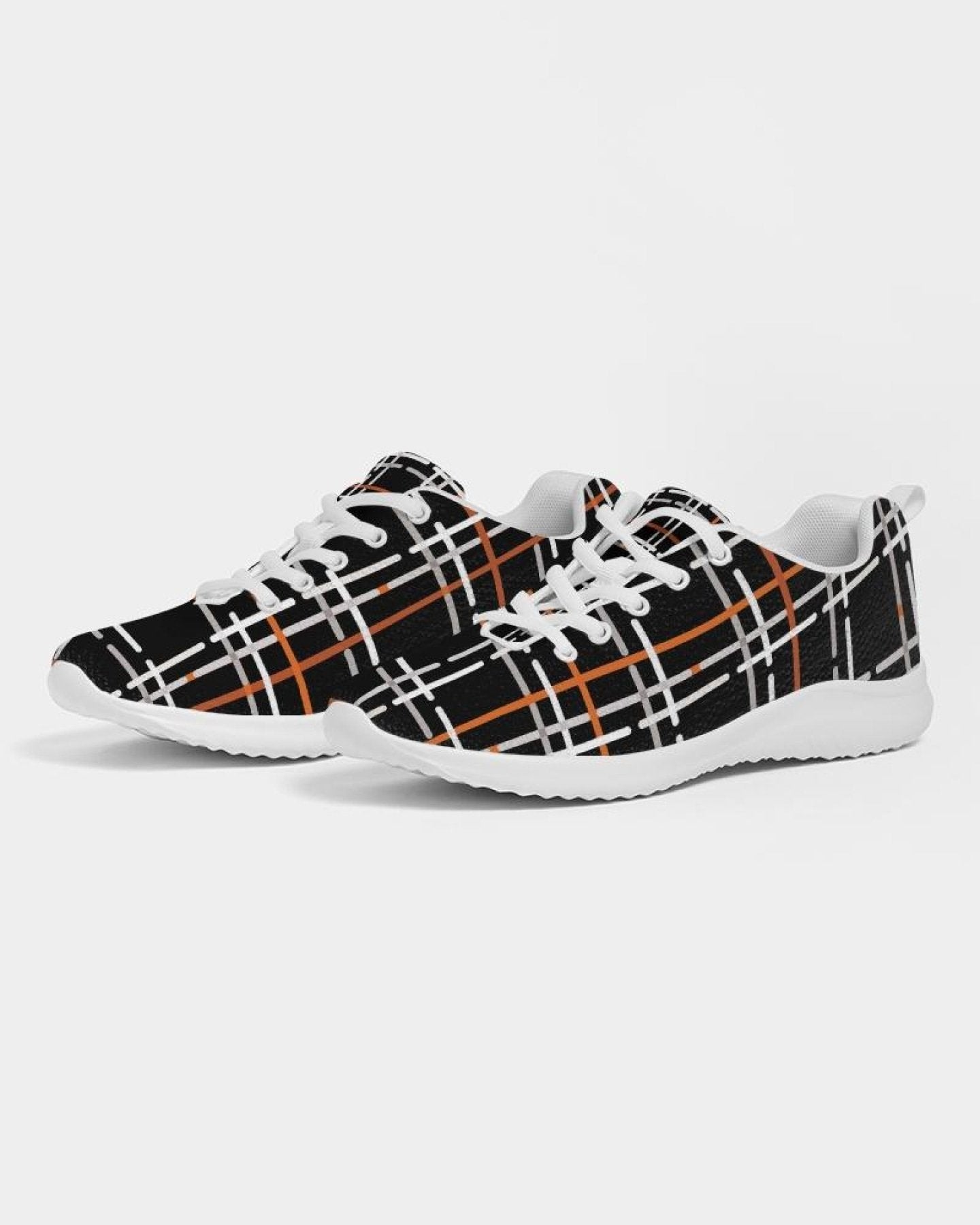 Uniquely You Womens Sneakers - Canvas Running Shoes, Black Plaid Print