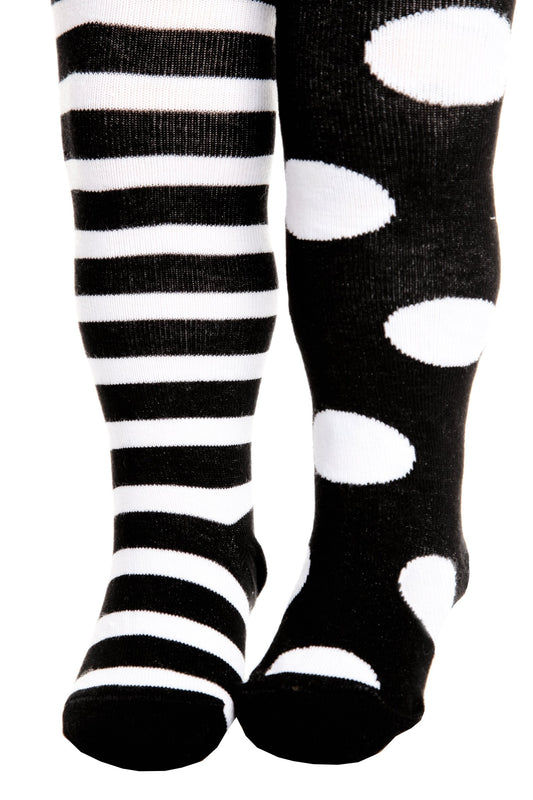 FUNNY DOTS black cotton tights for babies