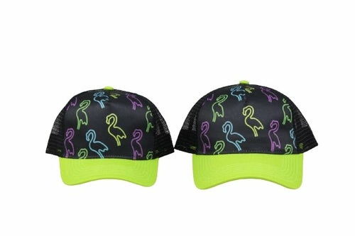 Green Retro Flamingo Trucker Hat