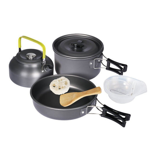 10Pcs Camping Cookware Set Outdoor Hiking Cooking Bowl Pot Pan