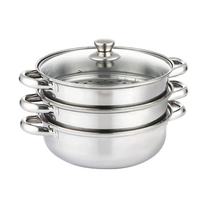 3 Tier Stainless Steel Steamer Meat Vegetable Cooking Steam Hot Pot