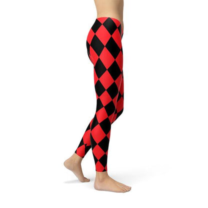 Womens Red and Black Jester Leggings